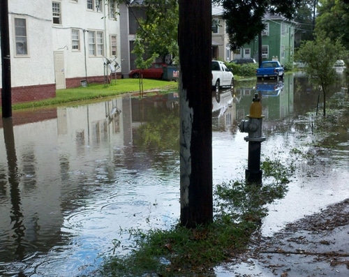 Localized street flooding during storm event in NOLA.
