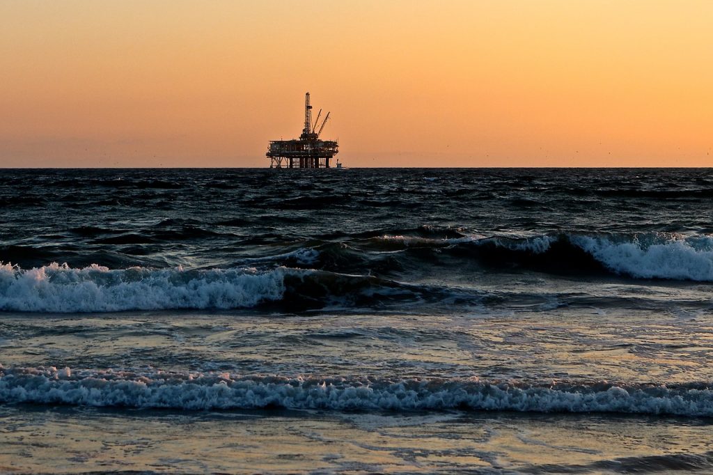 oil rig, sea, oil