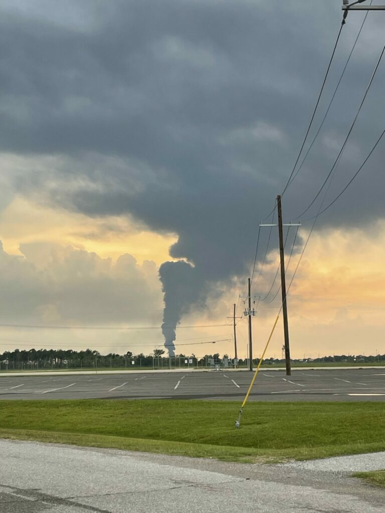 smoke from Calcasieu refining fire seen at a distance